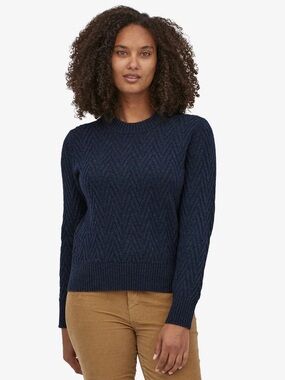 Patagonia Women's Recycled Wool-Blend Crewneck Sweater Navy Blue